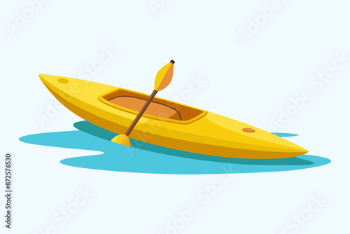 Vector illustration of a yellow kayak floating on the water