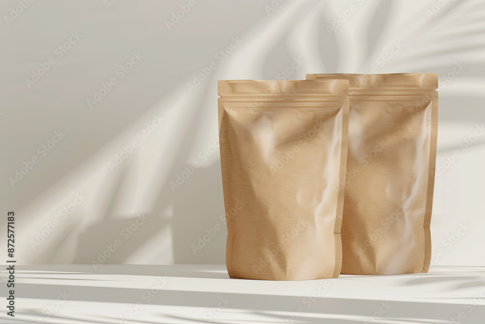 Mockup of two product paper bags with ziplock Mockup of two product paper bags with ziplock