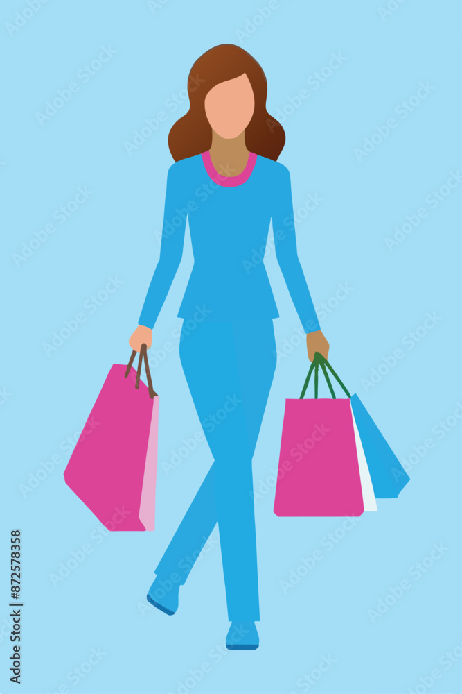 young woman model with shopping bags vector illustration young woman model with shopping bags vector illustration