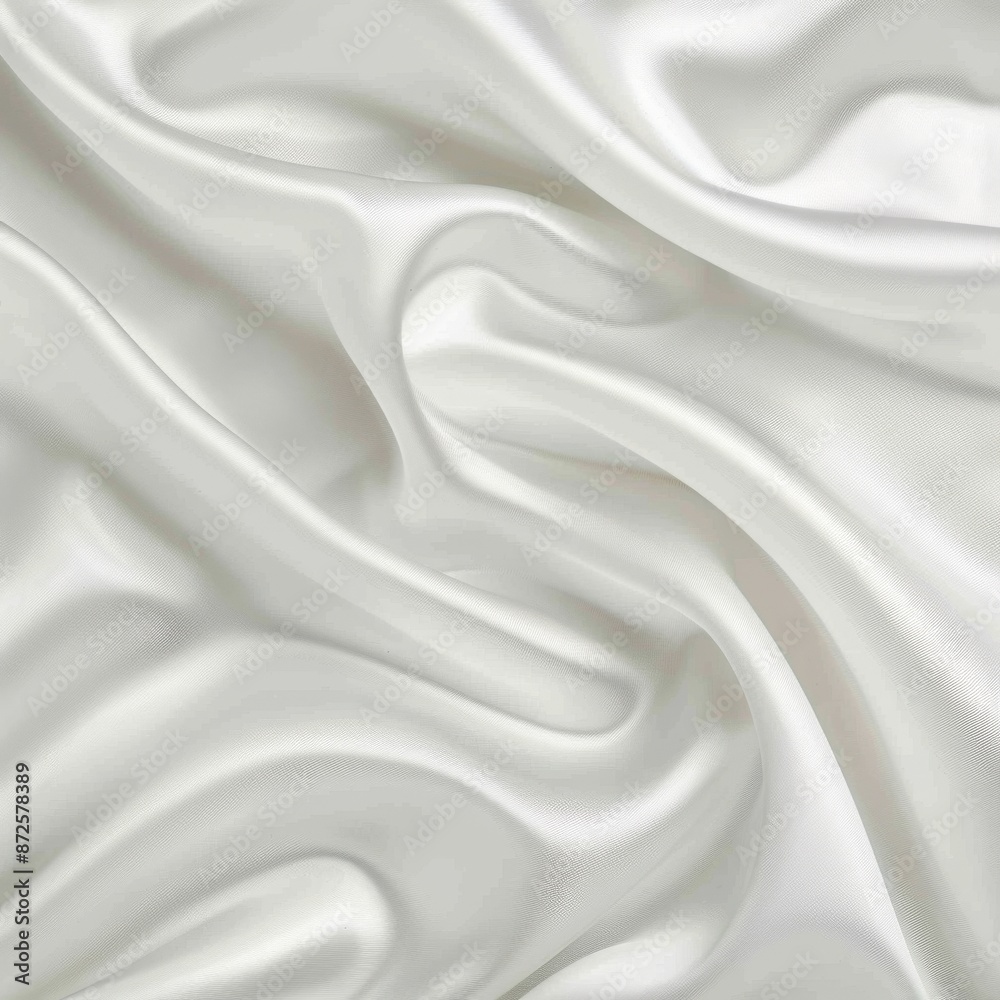 Smooth and silky white fabric texture with gentle folds, giving a luxurious and elegant appearance Smooth and silky white fabric texture with gentle folds, giving a luxurious and elegant appearance