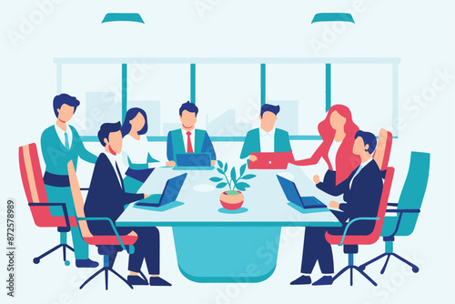 Office meeting room, business concept vector illustration