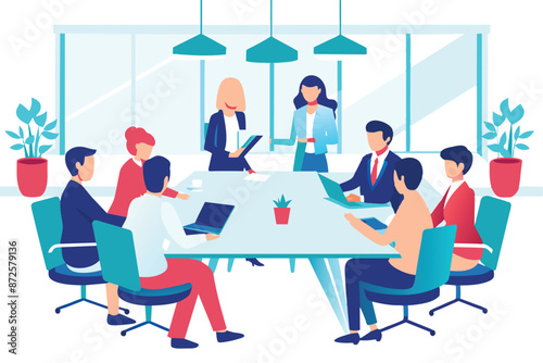 Office meeting room, business concept vector illustration