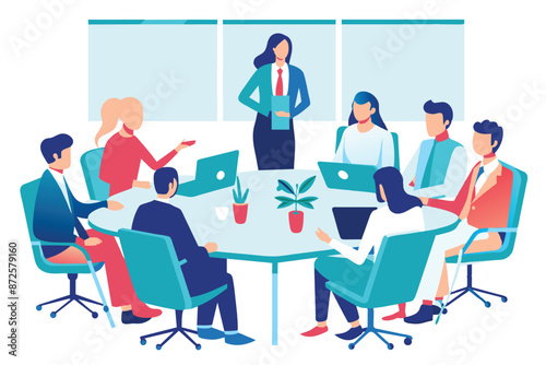 Office meeting room, business concept vector illustration