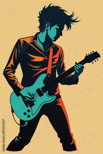 guitarist silhouette vector illustration