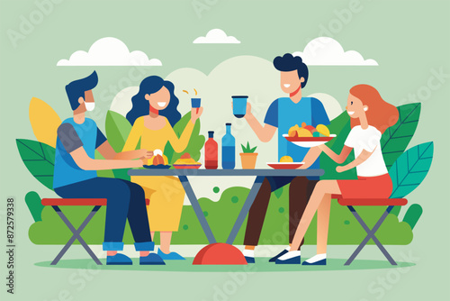 friends reunion and enjoying the party vector illustration
