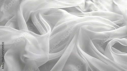 Subtle white chiffon texture with a soft and flowy feel © wineta