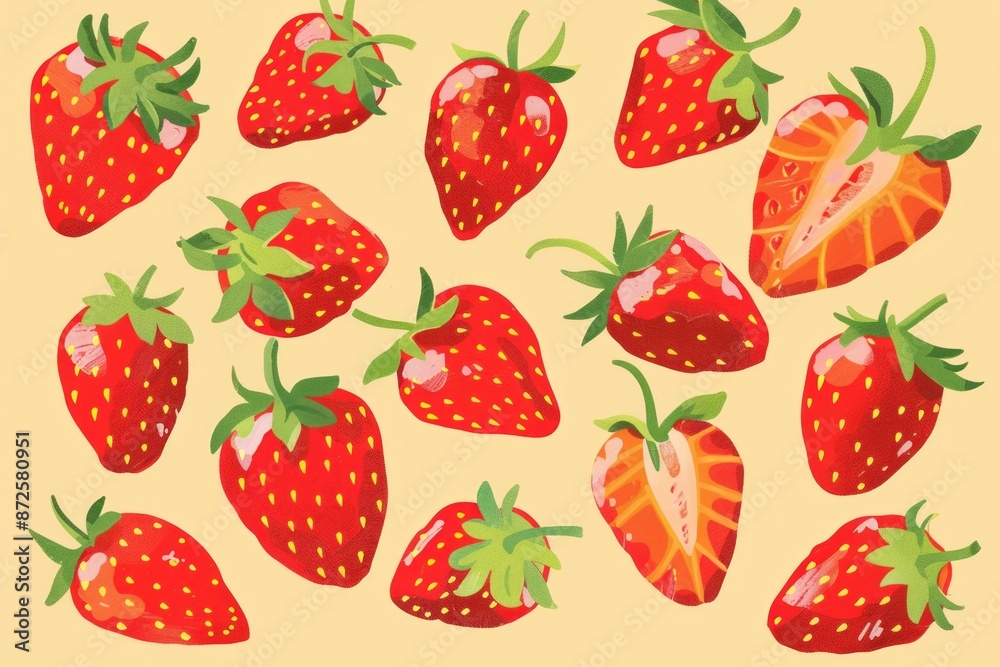 Strawberry pattern, small berries Strawberry pattern, small berries