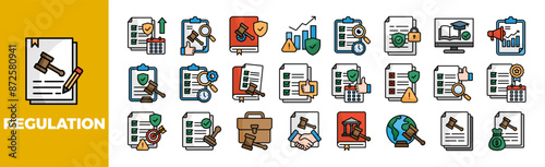 Regulation Icon Set For Design Elements, technology, legal, business, law, compliance
