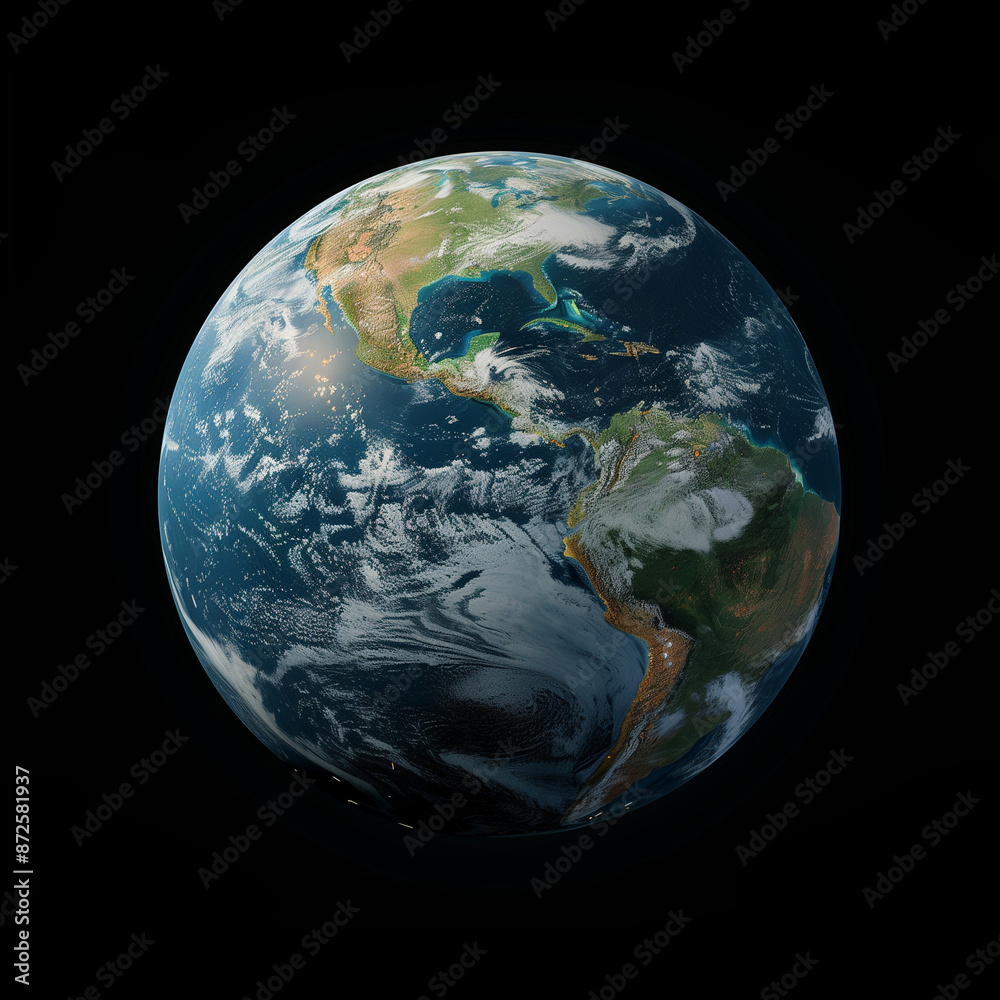 High-quality 3D render of a globe showcasing Earth's detailed terrain and oceans, with realistic shadows and highlights on a black background. High-quality 3D render of a globe showcasing Earth's detailed terrain and oceans, with realistic shadows and highlights on a black background.