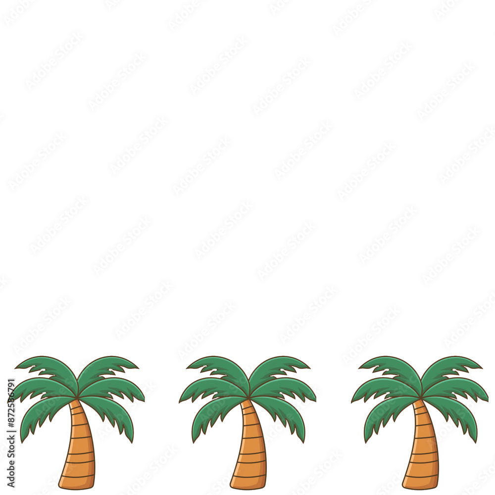 Obraz premium Adorable palm tree artwork with ample room for text on a clean white background. 