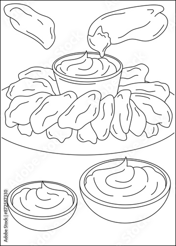 wings food dish coloring book page