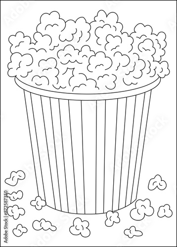 popcorn food dish coloring book page