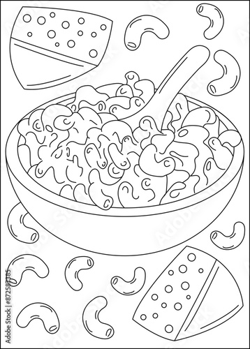 macaroni food dish coloring book page