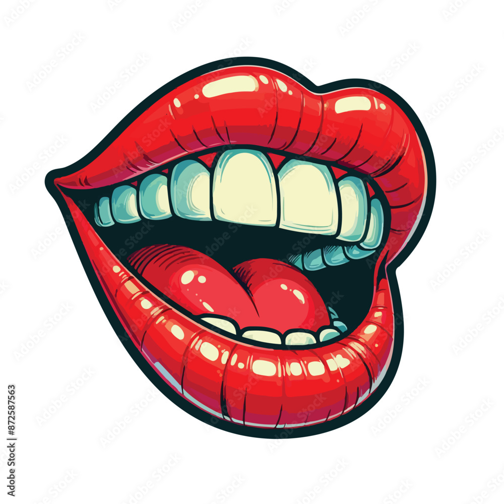 Obraz premium mouth red lips illustration transparent background vector