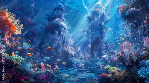 Coral throne, ocean whispers, marine enchantress