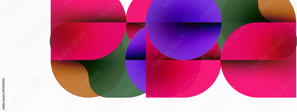 Circles and round shapes geometric minimal background. Transparent geometric shapes composition for wallpaper, banner, background or landing Circles and round shapes geometric minimal background. Transparent geometric shapes composition for wallpaper, banner, background or landing