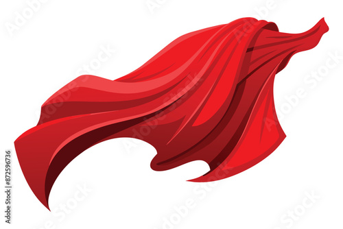 flying 3d red drapery fabric cloth vector illustration