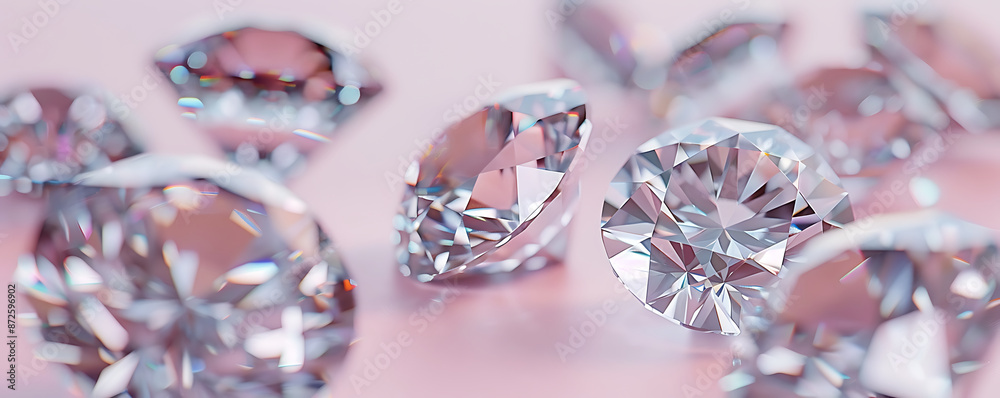 A stunning 3D illustration showcasing a group of Sparkling brilliant round cut diamonds background. A stunning 3D illustration showcasing a group of Sparkling brilliant round cut diamonds background.