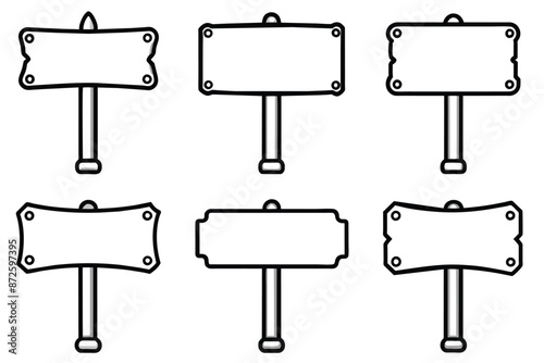 set of empty vintage wood signboard on white background vector illustration