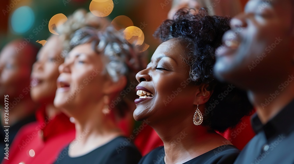 Dedicated choir sings hymns of praise with fervor, religious, harmony, devotion Dedicated choir sings hymns of praise with fervor, religious, harmony, devotion