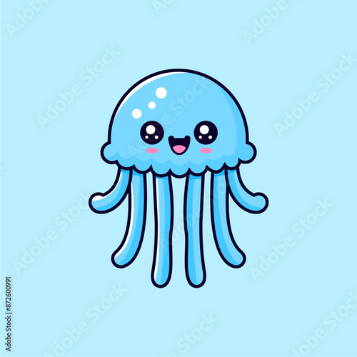 Vector jellsyfish monster in simple and cute cartoon style