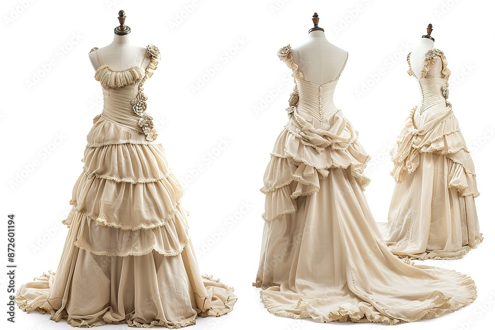 Naklejka premium Women look on light background. Luxury dress. Fashion & style. Wedding dress. Beautiful bride. Make-up, beauty. Beauty model. Bright makeup. Fashion woman.