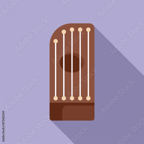 Flat design icon of a traditional russian string instrument with long shadow