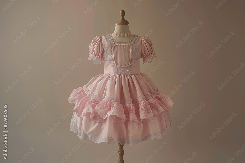 Dress for a girl's first birthday. Child's dress on clothes hanger