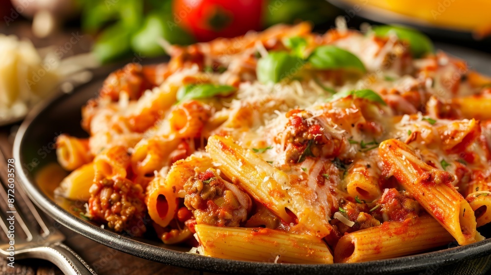Delicious Penne Pasta Bake with Meat Sauce and Cheese Delicious Penne Pasta Bake with Meat Sauce and Cheese