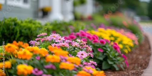 Wallpaper Mural Transformative public space outside municipal building enhanced by vibrant flower bed. Concept Outdoor Photoshoot, Landscape Design, Community Beautification, Urban Revitalization Torontodigital.ca