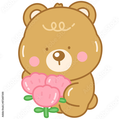 teddy bear with flowers