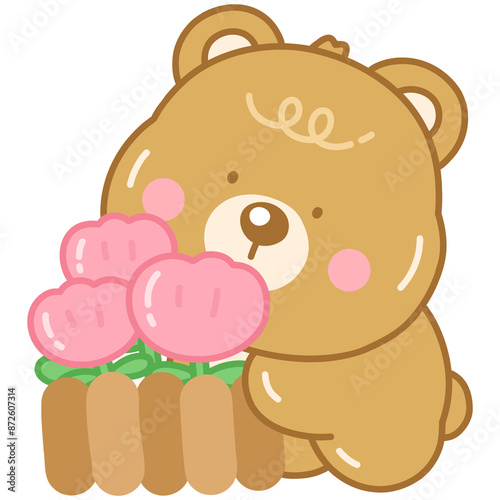 teddy bear with flowers