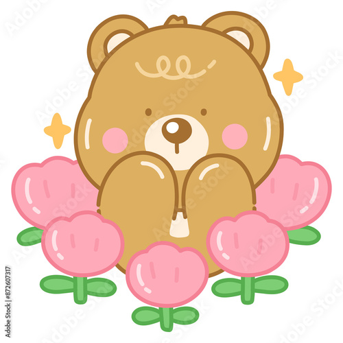 teddy bear with flowers
