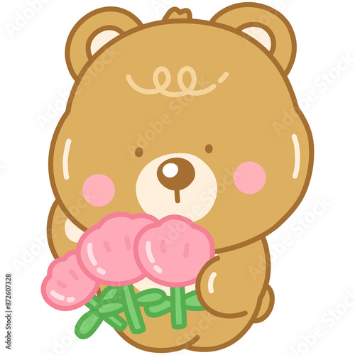 teddy bear with flowers