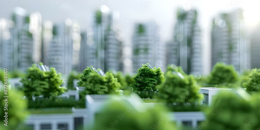 Eco-Friendly Urban Landscape with Green Features. Concept Eco-Friendly Design, Urban Landscape, Green Features, Sustainable Architecture, Environmentally-conscious Growth Eco-Friendly Urban Landscape with Green Features. Concept Eco-Friendly Design, Urban Landscape, Green Features, Sustainable Architecture, Environmentally-conscious Growth
