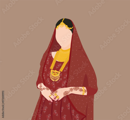  Arabic Girl wearingTraditional Omani dress with Indian jewelry and gold