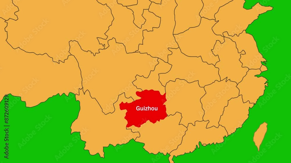 Guizhou map animated video. Guizhou location is highlighted on the ...