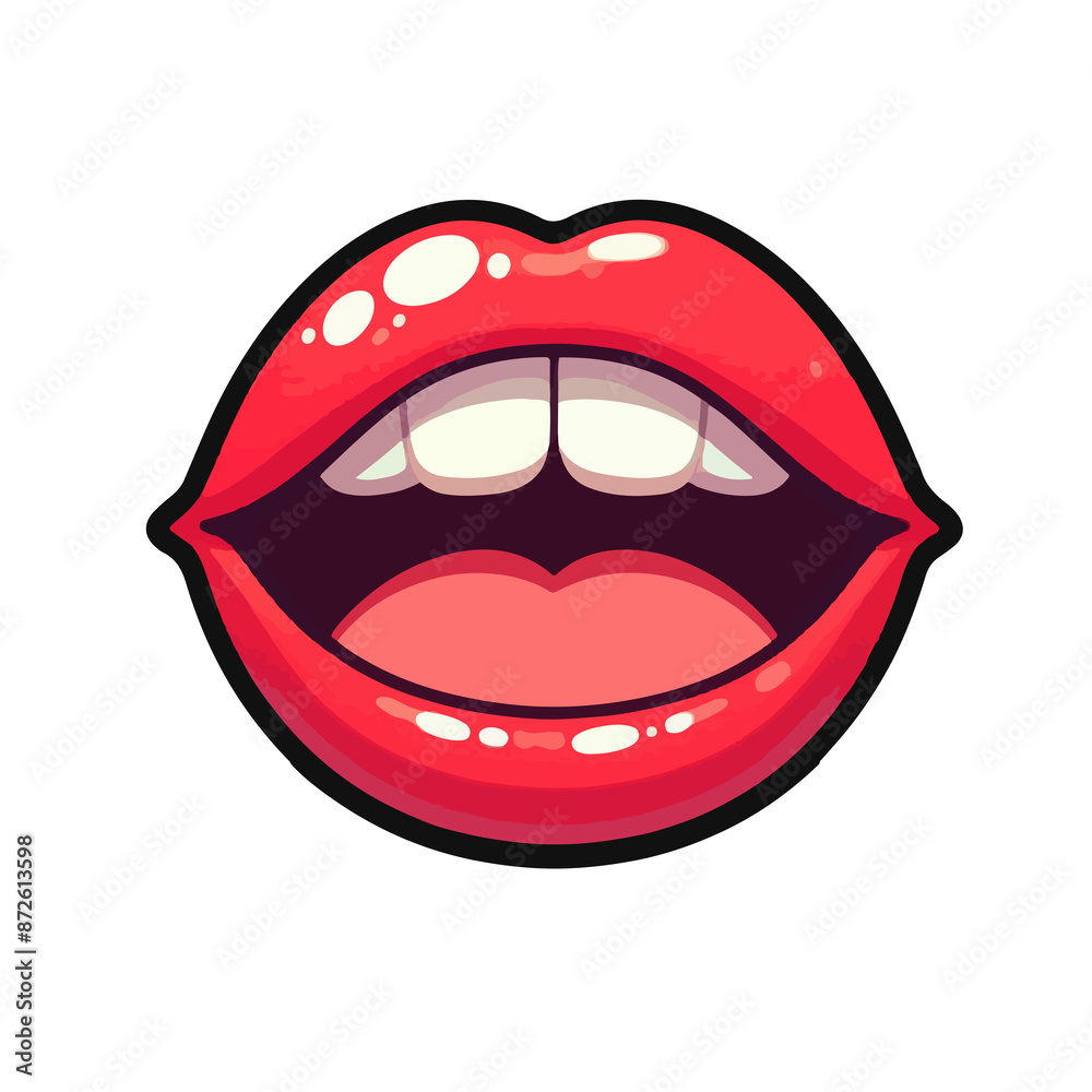 A colorful and bold cartoon illustration depicting bright red lips with a playful, open-mouth expression. Ideal for pop art themes, digital design projects, and expressive visual content. A colorful and bold cartoon illustration depicting bright red lips with a playful, open-mouth expression. Ideal for pop art themes, digital design projects, and expressive visual content.