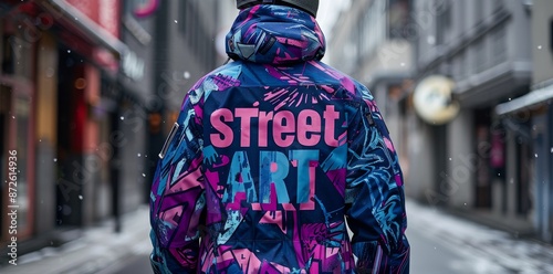 Person Wearing A Street Art Patterned Jacket In Snow