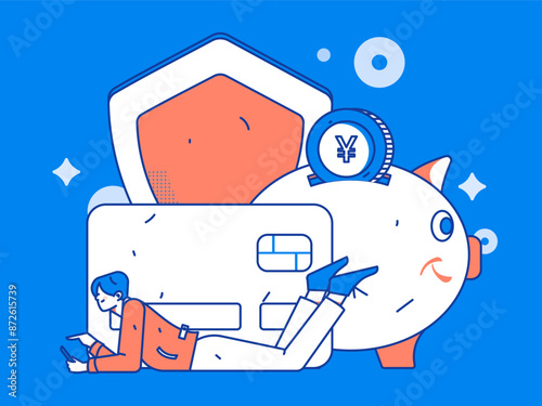 Credit card bill character flat vector concept operation hand drawn illustration
