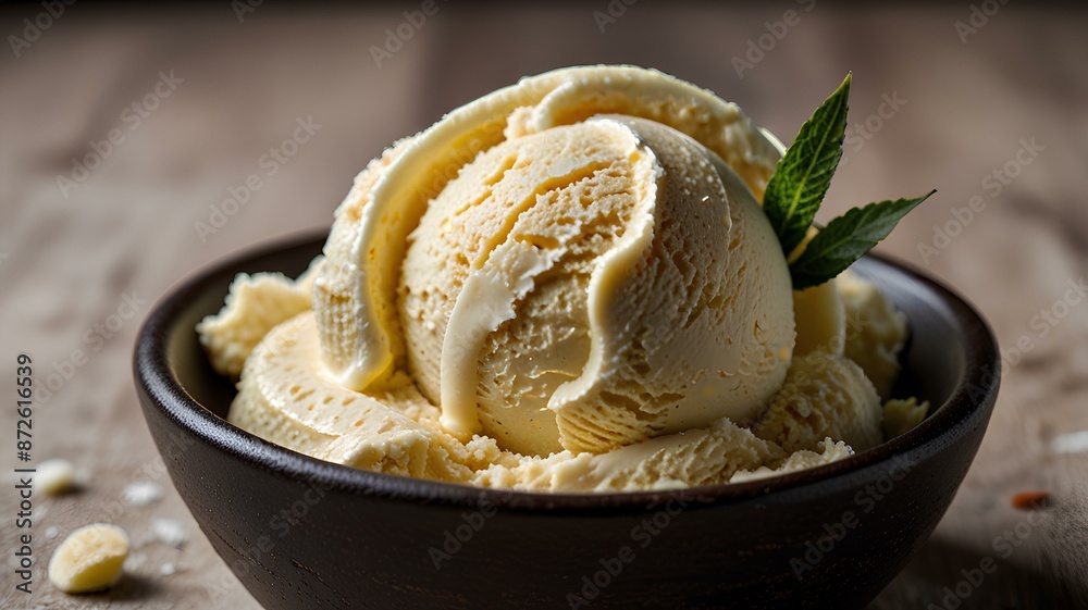 Homemade Organic Vanilla Ice Cream on bowl. Homemade Organic Vanilla Ice Cream on bowl.