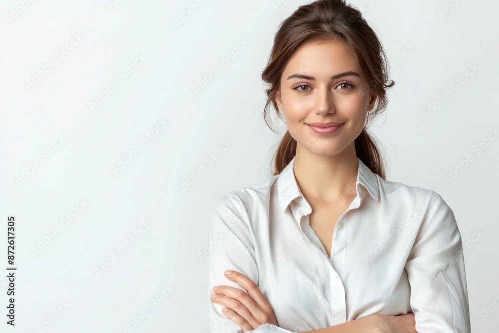Smiling Businesswoman Isolated on White Background - Professional Female Showing Confidence and Success Smiling Businesswoman Isolated on White Background - Professional Female Showing Confidence and Success