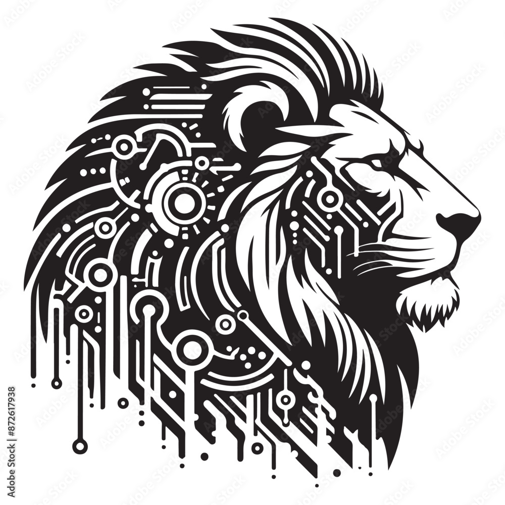 Obraz premium Lion silhouette vector and icon