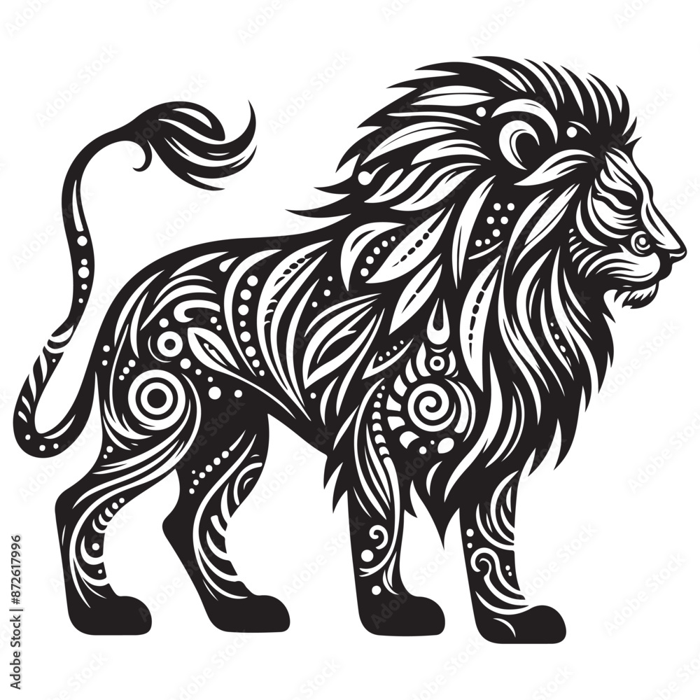 Fototapeta premium Lion silhouette vector and icon