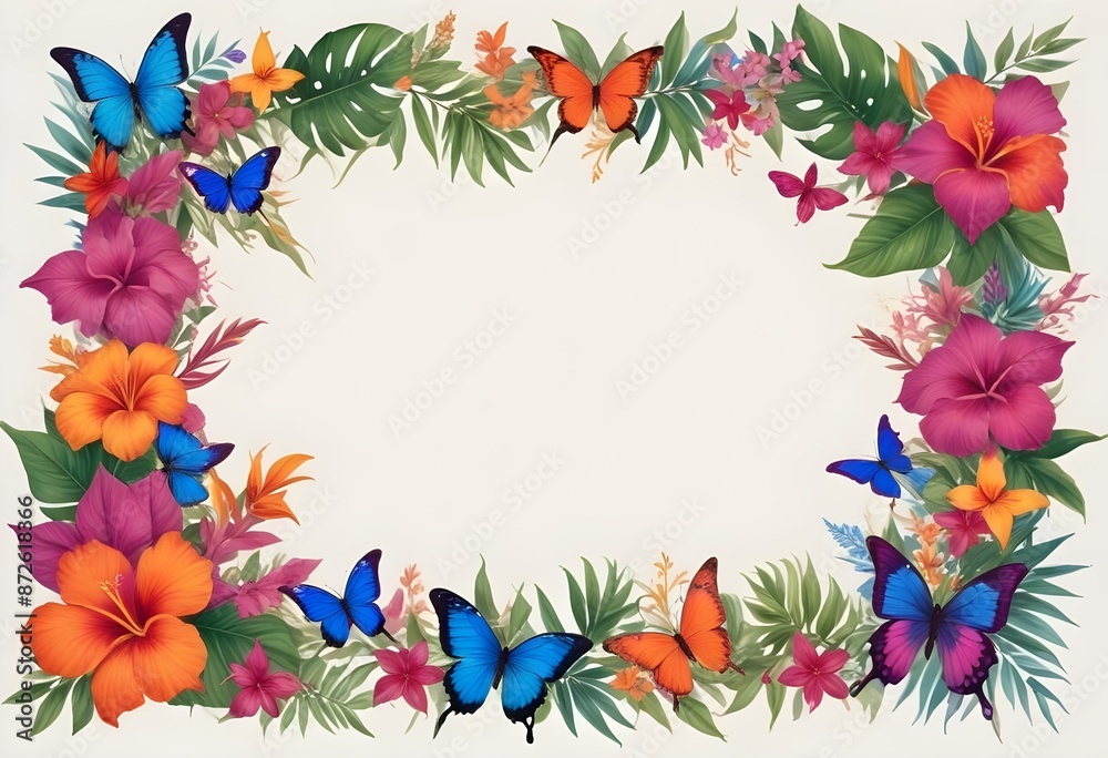 Fototapeta premium Watercolor botanical flowers background 