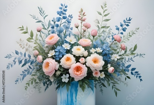 Watercolor botanical flowers background 