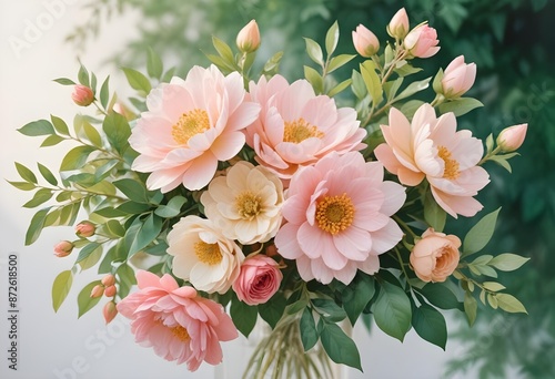 Watercolor botanical flowers background 