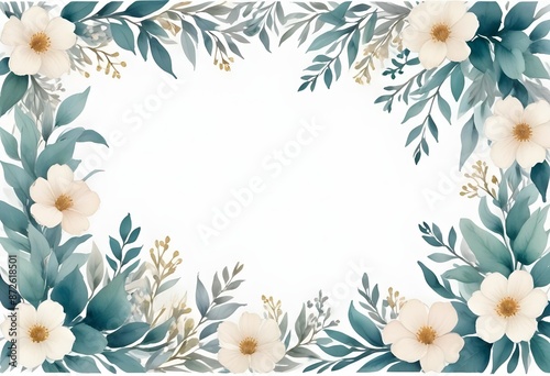 Watercolor botanical flowers background 