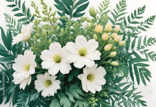 Watercolor botanical flowers background 