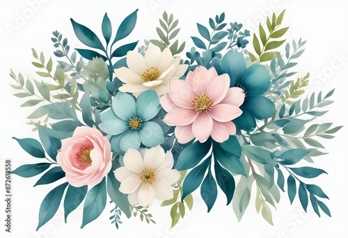 Watercolor botanical flowers background 